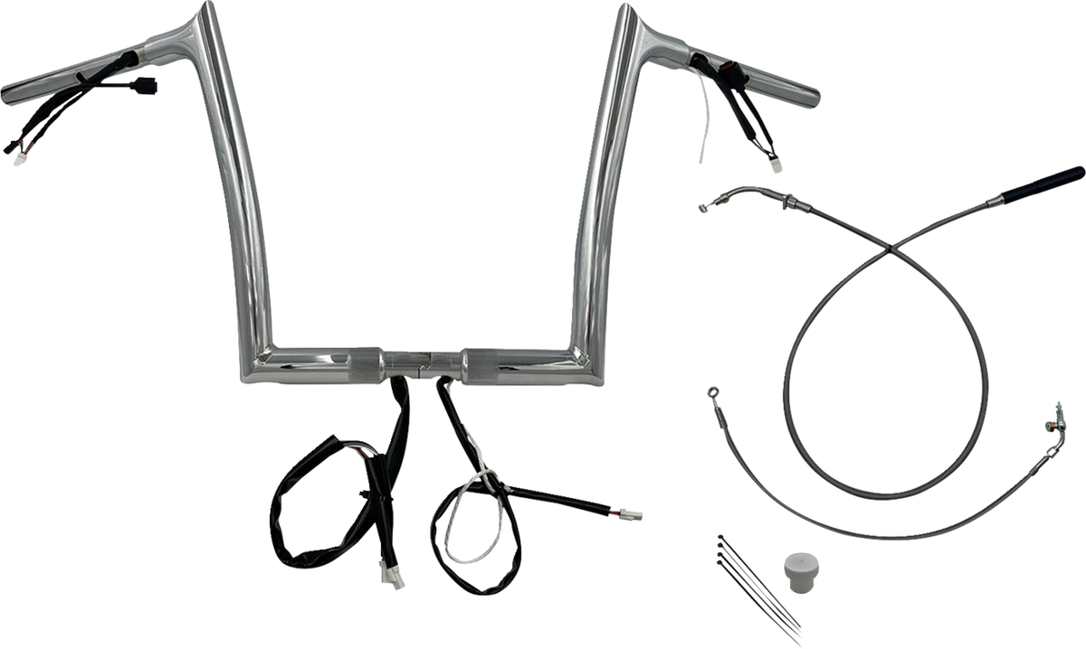 FBI 1-1/4" EZ Pointed Top Pre-Wired Handlebars for 24-25 FLTRX, 23-25 FLTRXSE - Chrome / 12"