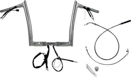 FBI 1-1/4" EZ Pointed Top Pre-Wired Handlebars for 24-25 FLTRX, 23-25 FLTRXSE - Chrome / 12"