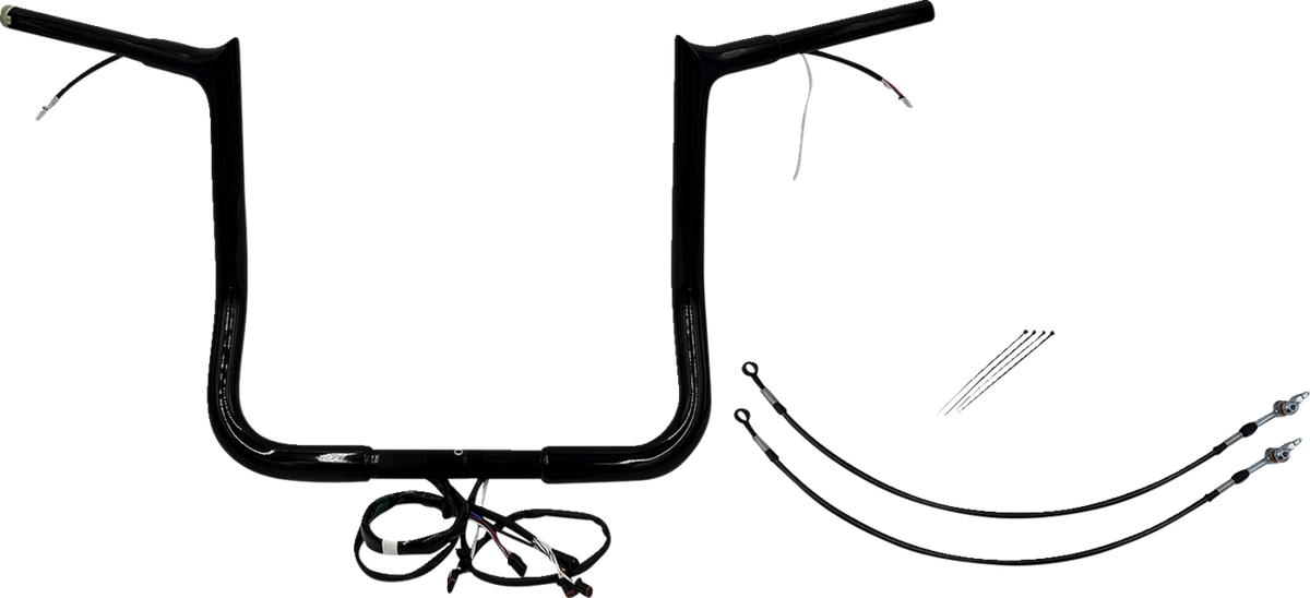 FBI Wired 1-1/4" Pointed Top Handlebar Kits for 16-20 FLHT/FLHX & Trike - Black / 14"