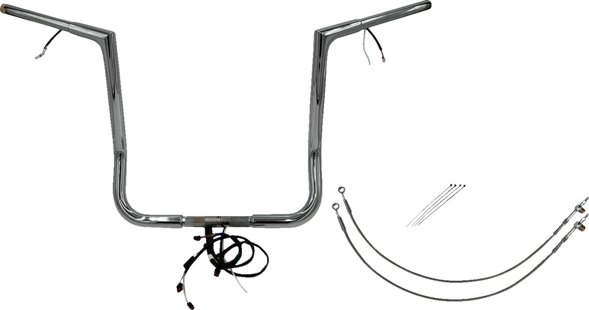 FBI Fat Baggers Wired 1-1/4" Flat Top Handlebar Kits for 14-15 FLHT/FLHX & Trike - Chrome / 16"