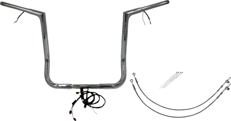 FBI Fat Baggers Wired 1-1/4" Flat Top Handlebar Kits for 14-15 FLHT/FLHX & Trike - Chrome / 16"