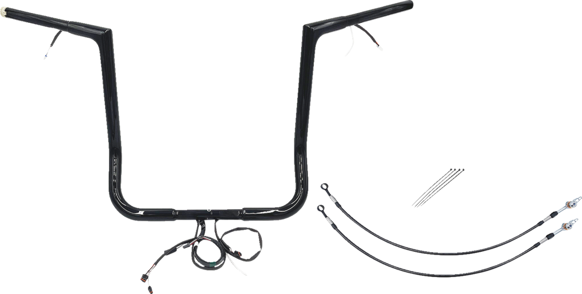 FBI Fat Baggers Wired 1-1/4" Flat Top Handlebar Kits for 14-15 FLHT/FLHX & Trike - Black / 16"