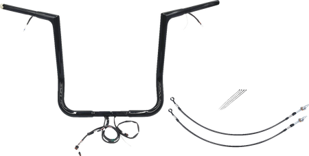 FBI Fat Baggers Wired 1-1/4" Flat Top Handlebar Kits for 14-15 FLHT/FLHX & Trike - Black / 16"