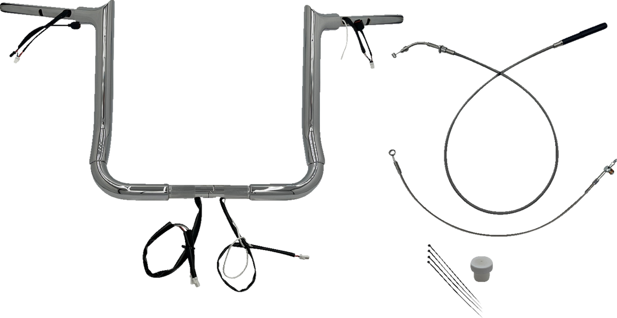 FBI Fat Baggers 1-1/2" EZ Pointed Top Pre-Wired Handlebars for FLH/X '23-'26 - Chrome / 14"
