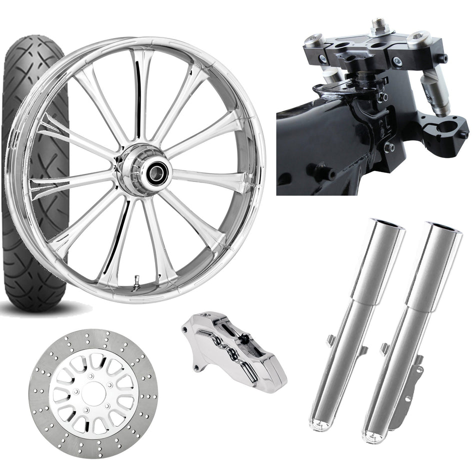 RC 26 Exile Chrome Wheel Tire Neck Rake Front End Package Harley Single Side