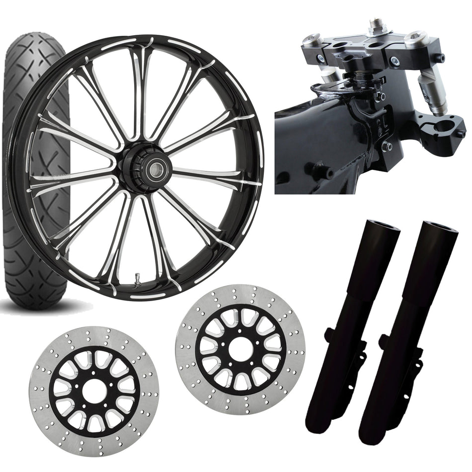 RC 26 Exile Eclipse Wheel Tire Neck Rake Front End Package Harley Dual Disc