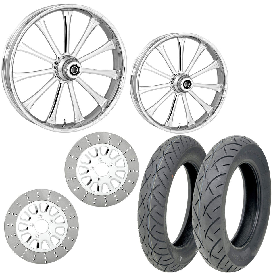 RC Components 21/18 Front Rear Wheel Package Set Tires Rotors Harley FLH/T