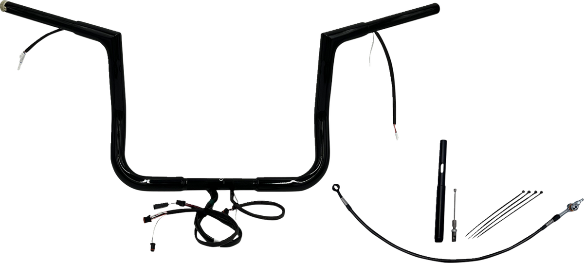 FBI Wired 1-1/4" Flat Top Handlebar Kits for 21-23 FLHT/FLHX/FLHXST & Trike - Black / 12"