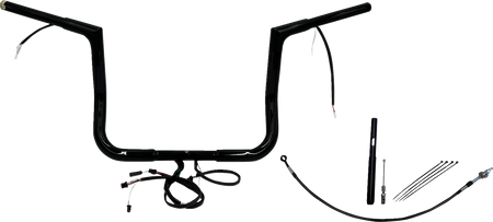 FBI Wired 1-1/4" Flat Top Handlebar Kits for 21-23 FLHT/FLHX/FLHXST & Trike - Black / 12"
