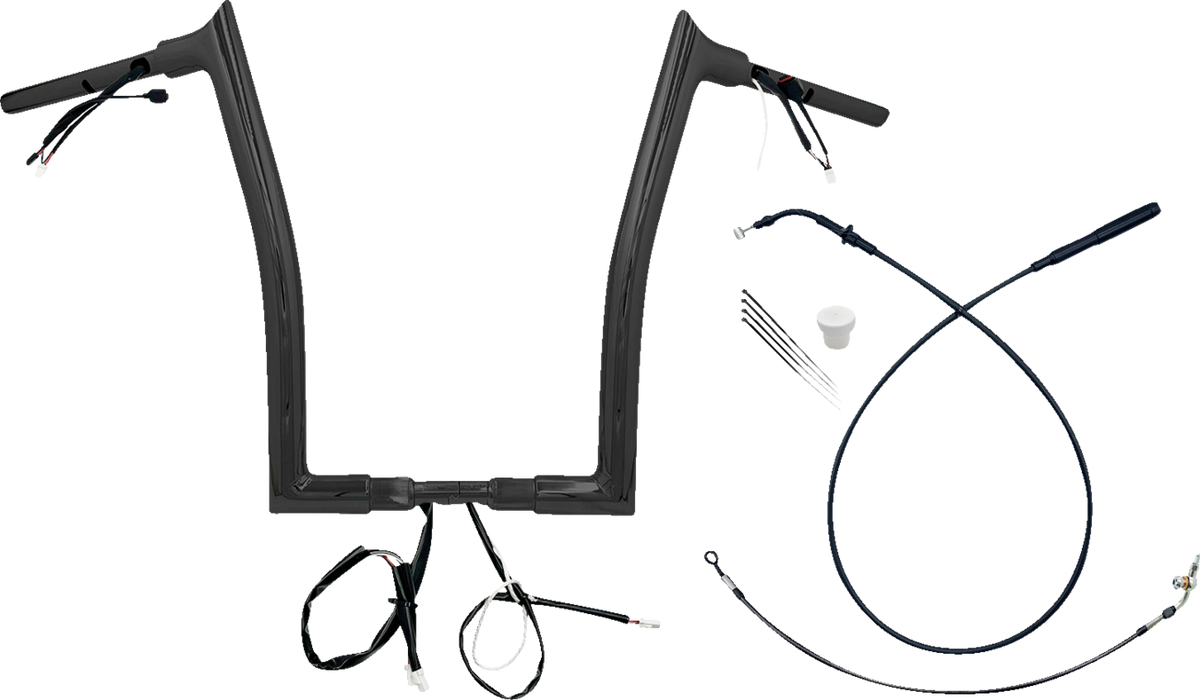 FBI Fat Baggers 1-1/2" EZ Pointed Top Pre-Wired Handlebars for FLTR '23-'26 - Black / 16"