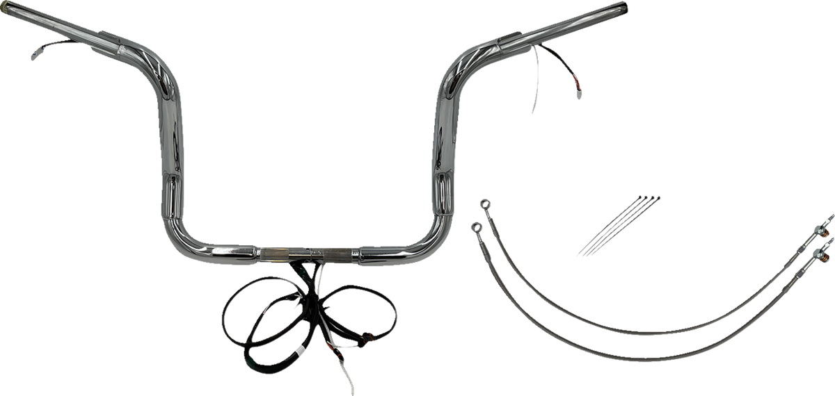 FBI Fat Baggers Wired 1-1/2" Round Top Handlebar Kits for FLH/X '16-'20 - Chrome / 12"