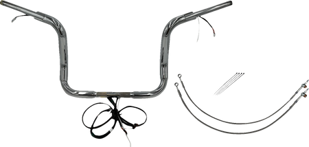 FBI Fat Baggers Wired 1-1/2" Round Top Handlebar Kits for FLH/X '16-'20 - Chrome / 12"