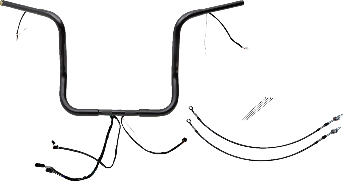 FBI Wired 1-1/4" Round Top Handlebar Kits for 14-15 FLHT/FLHX & Trike - Black / 14"