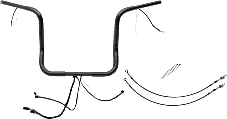 FBI Wired 1-1/4" Round Top Handlebar Kits for 14-15 FLHT/FLHX & Trike - Black / 14"