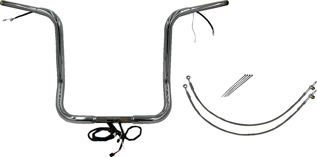 FBI Wired 1-1/4" Round Top Handlebar Kits for 14-15 FLHT/FLHX & Trike - Chrome / 16"