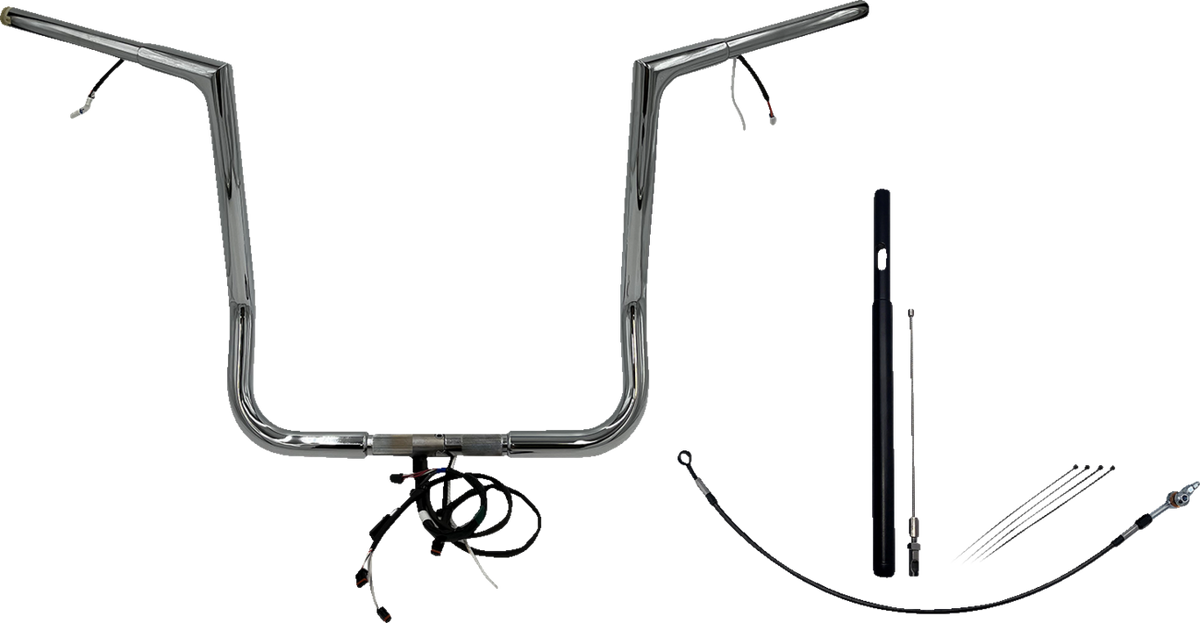 FBI Wired 1-1/4" Flat Top Handlebar Kits for 21-23 FLHT/FLHX/FLHXST & Trike - Chrome / 16"