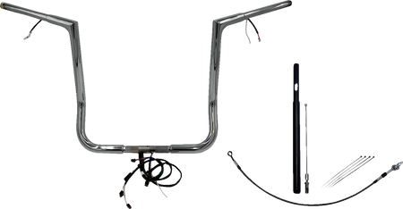 FBI Wired 1-1/4" Flat Top Handlebar Kits for 21-23 FLHT/FLHX/FLHXST & Trike - Chrome / 16"