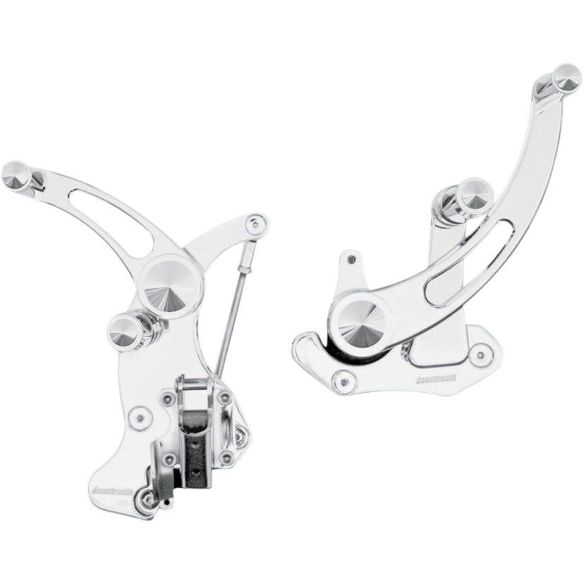 Accutronix FC405-SSC Slotted Chrome Plus +6 Forward Controls Harley 14-19 FLH/T