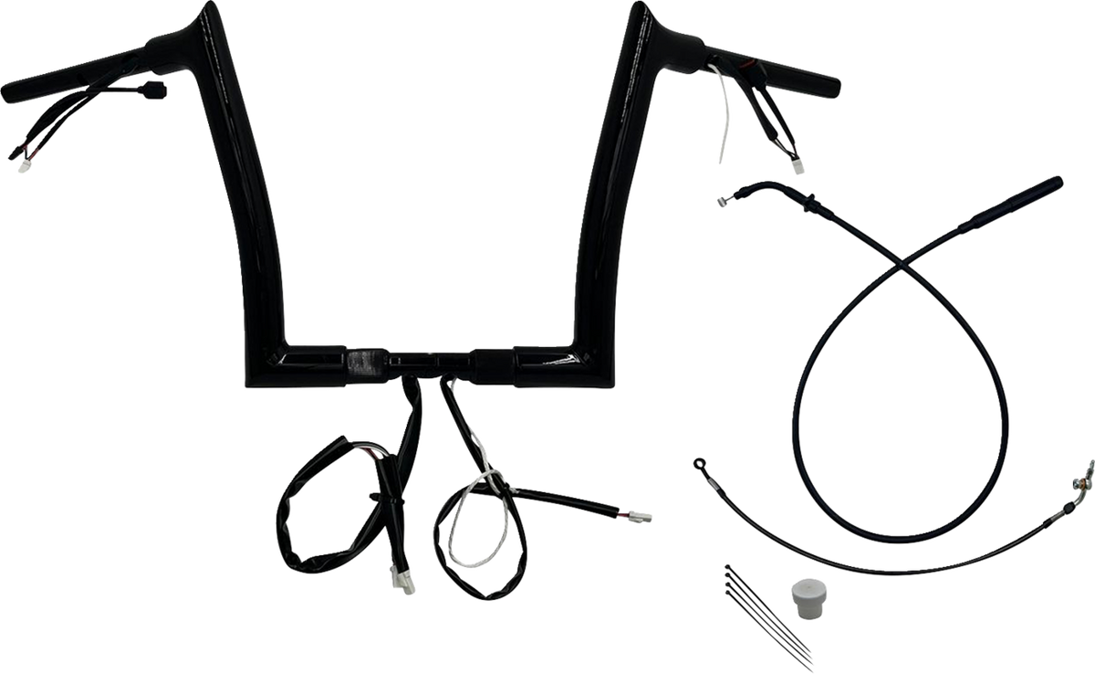FBI Fat Baggers 1-1/2" EZ Pointed Top Pre-Wired Handlebars for FLTR '23-'26 - Black / 12"