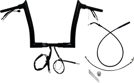 FBI Fat Baggers 1-1/2" EZ Pointed Top Pre-Wired Handlebars for FLTR '23-'26 - Black / 12"