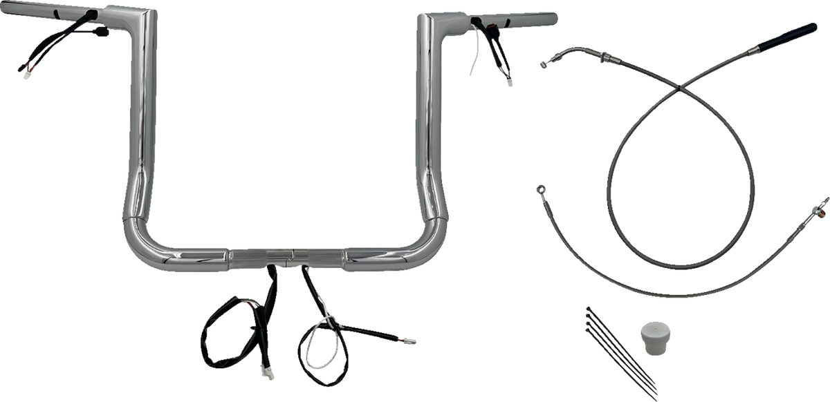 FBI Fat Baggers 1-1/2" EZ Flat Top Pre-Wired Handlebars for FLH/X '23-'26 - Chrome / 14"