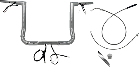 FBI Fat Baggers 1-1/2" EZ Flat Top Pre-Wired Handlebars for FLH/X '23-'26 - Chrome / 14"