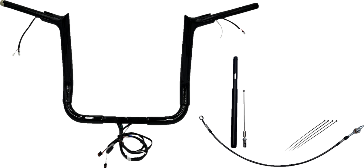 FBI Fat Baggers Wired 1-1/2" Pointed Top Handlebar Kits for FLH/X '21-'22 - Black / 14"