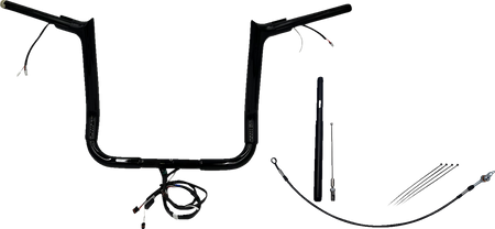 FBI Fat Baggers Wired 1-1/2" Pointed Top Handlebar Kits for FLH/X '21-'22 - Black / 14"