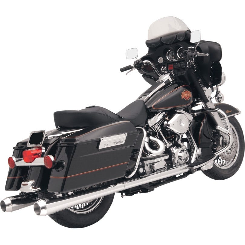 Bassani Chrome Megaphone Polished 4" Slip-On Mufflers 2.25" Baffle Harley 95-16