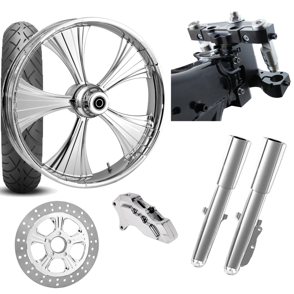 RC 26 Helo Chrome Wheel Tire Neck Rake Front End Package Harley Single Side