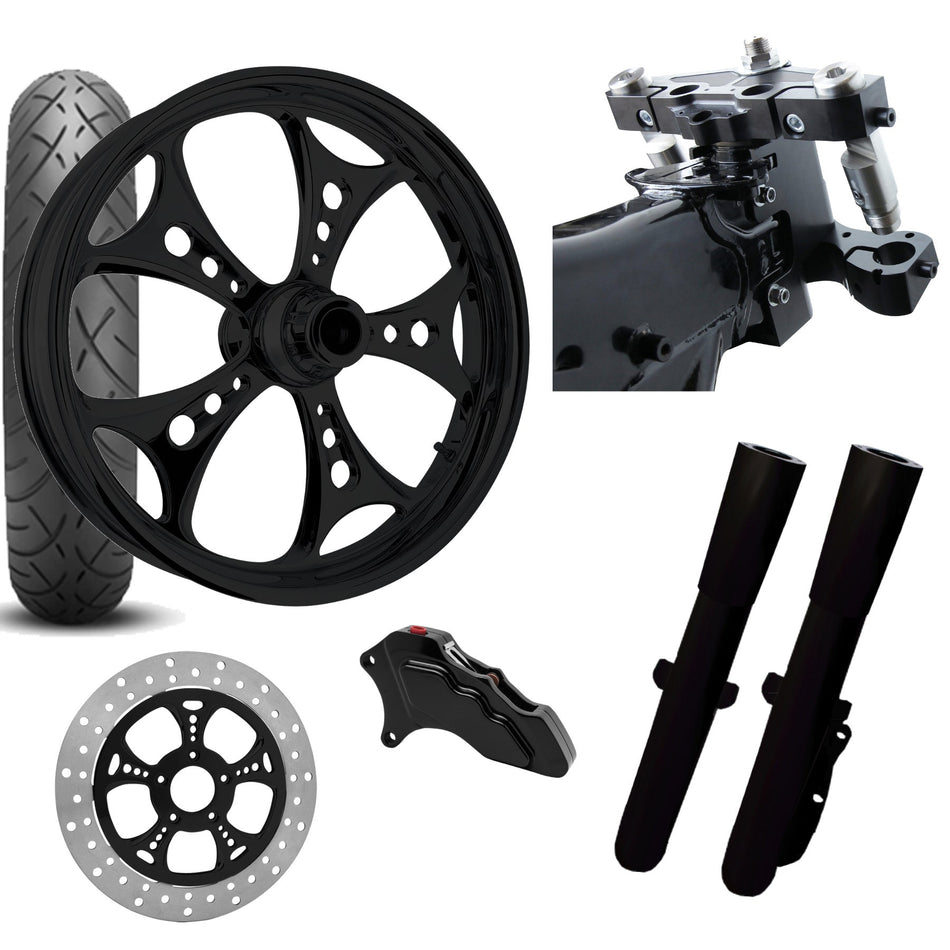RC 26 Holeshot Black Wheel Tire Neck Rake Front End Package Harley Single Side