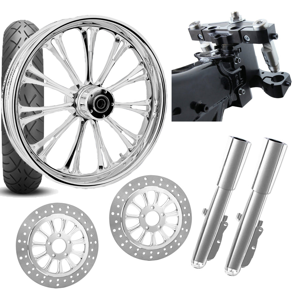 RC 26 Imperial Chrome Wheel Tire Neck Rake Front End Package Harley Dual Disc
