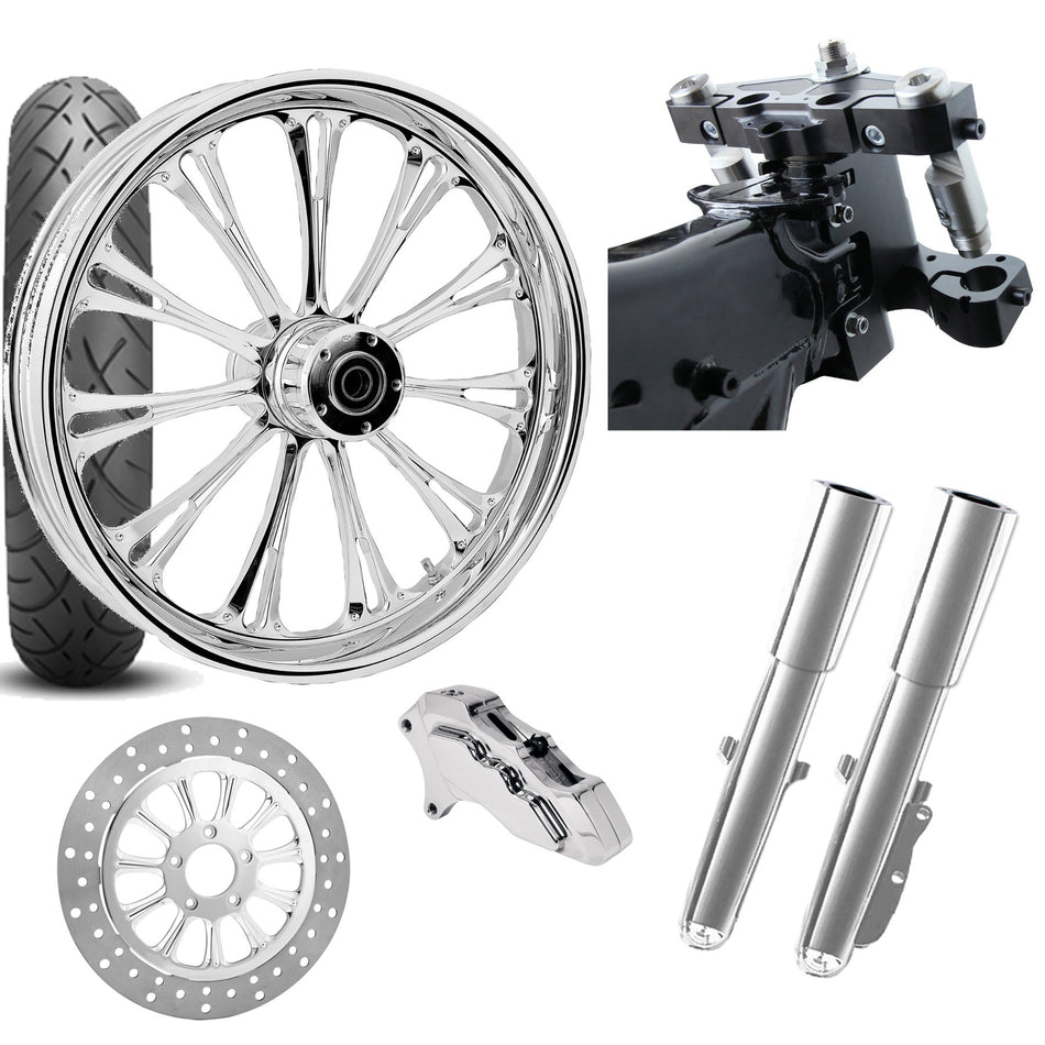 RC 26 Imperial Chrome Wheel Tire Neck Rake Front End Package Harley Single Side