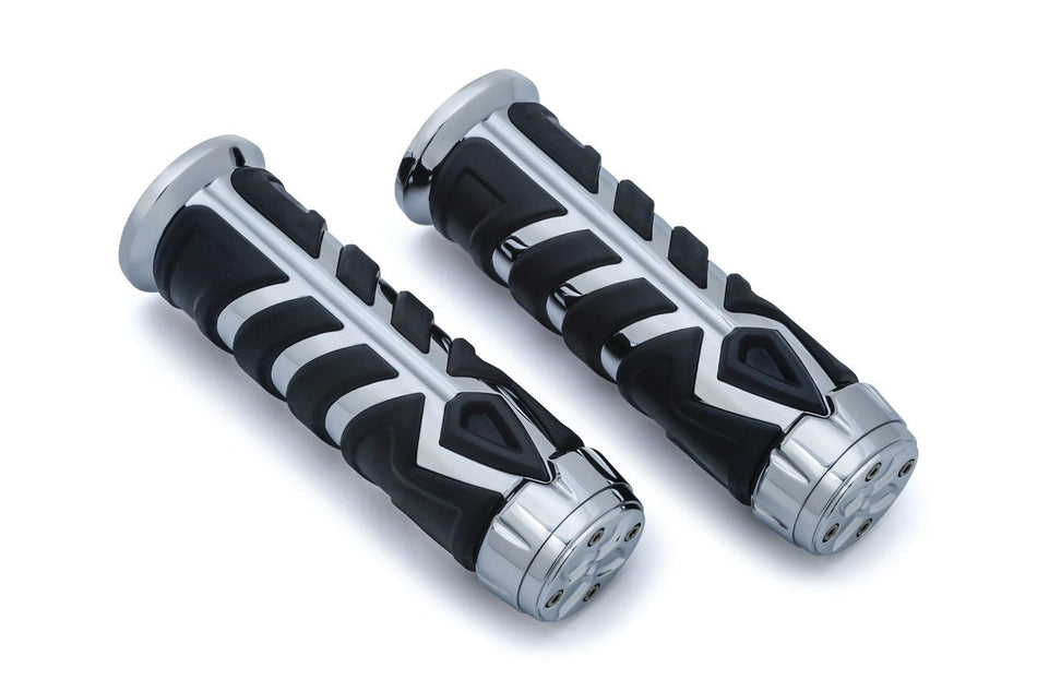 Kuryakyn Chrome Spear Grips for 7/8" Handlebars Universal Indian Honda Yamaha