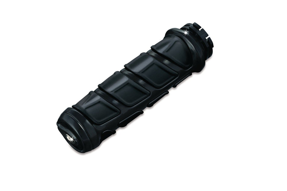 Kuryakyn Black & Rubber Kinetic Hand Grips Honda Suzuki Metric Models 1" Bars | 6373