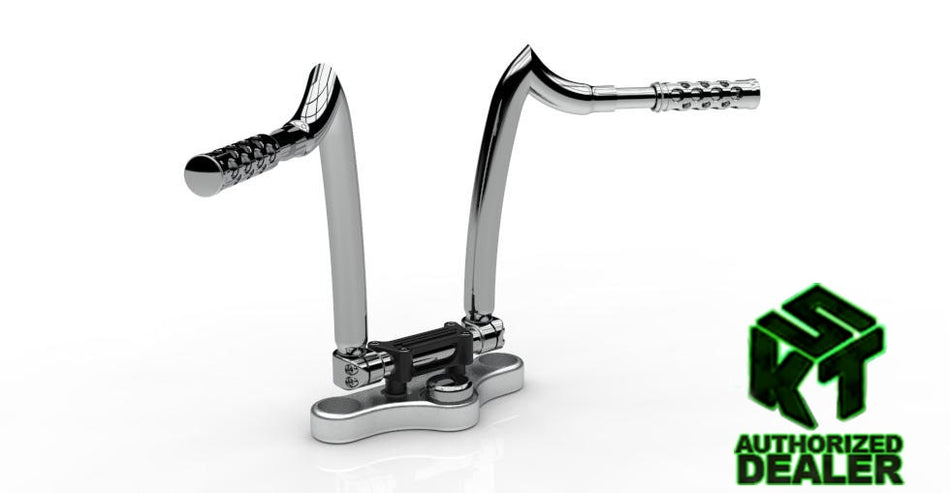 KST Kustom Spearhead 12" Polished Vanguard Handlebars Bars Harley FLTR FLHR 1.25"