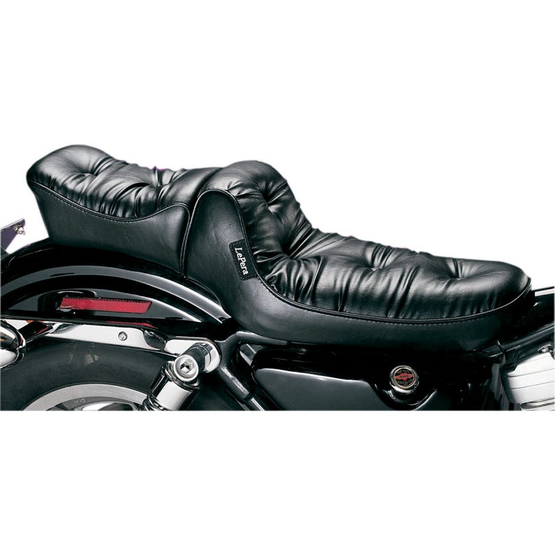 Le Pera Regal Black 2-Up Plush Pillow Seat 4 Harley 86-03 XL Models