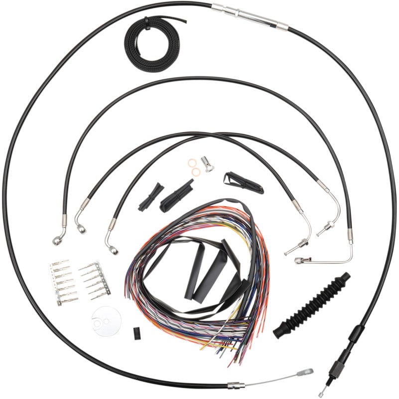 La Choppers Complete Black Vnl Cable Line 15"-17" Kit Harley 14-15 FLHR W/O ABS