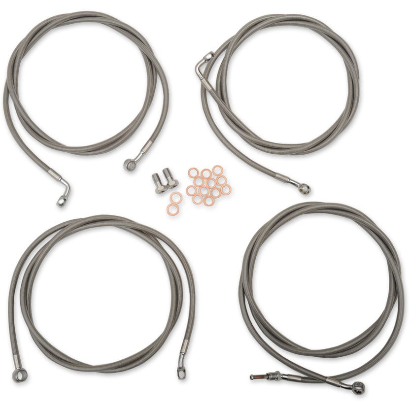 LA Choppers Stainless Braided Standard 15"-17" Extended Cable Kit ABS FLHT/X 17