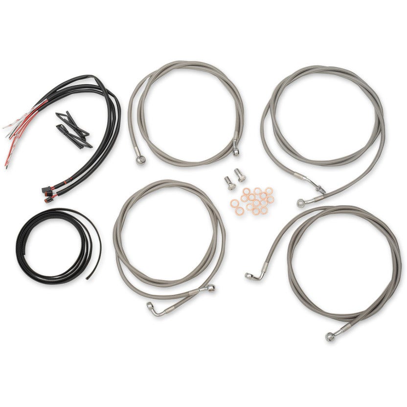 LA Choppers Stainless Braided Complete Mini Ape Extended Cable Kit ABS FLHT/X 17