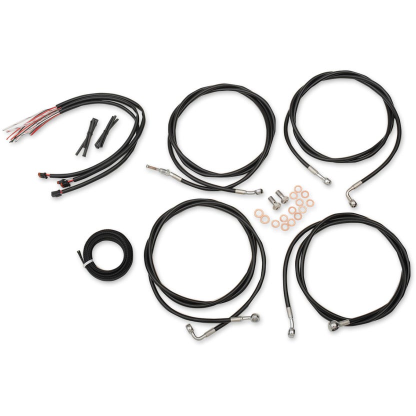LA Choppers Black Vinyl Complete 18"-20" Extended Cable Kit ABS FLHT/X 17