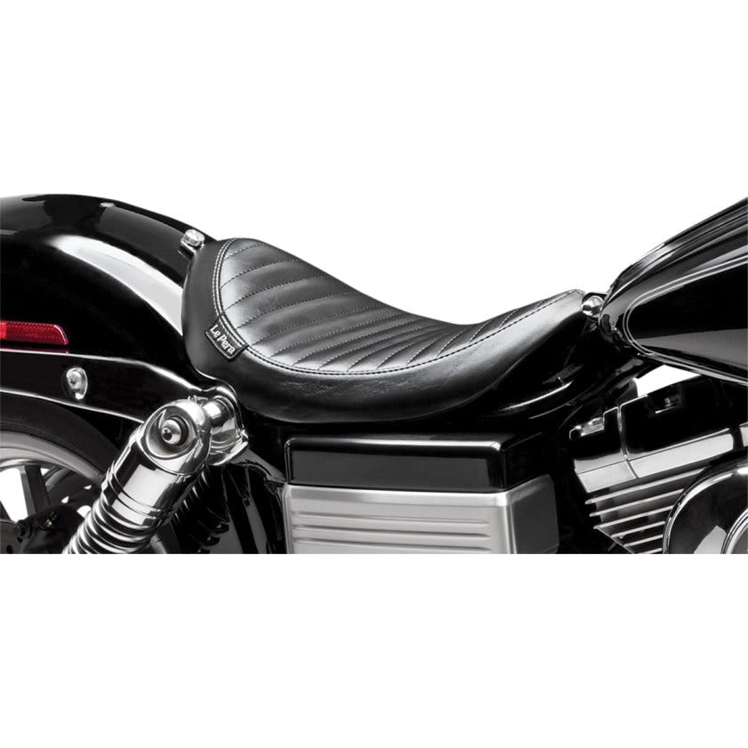 Le Pera Lil Nugget Solo Black Vinyl Pleated Seat for Harley 06-17 FLD/FXD/FXDWG