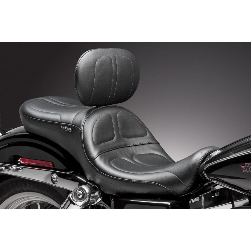 Le Pera Stitch 2 Up Black Maverick 1 Piece Seat Harley Dyna 06-16