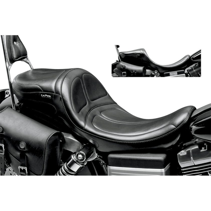 Le Pera Stitch 2 Up Black Maverick 1 Piece Seat Harley Dyna 06-16
