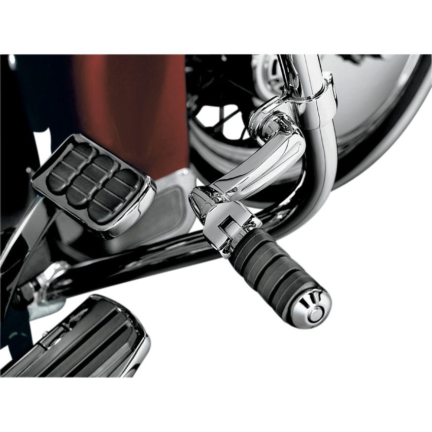 Kuryakyn Chrome Longhorn Offset Footpeg w/ 1.25" Magnum Clamps Highway Mounts