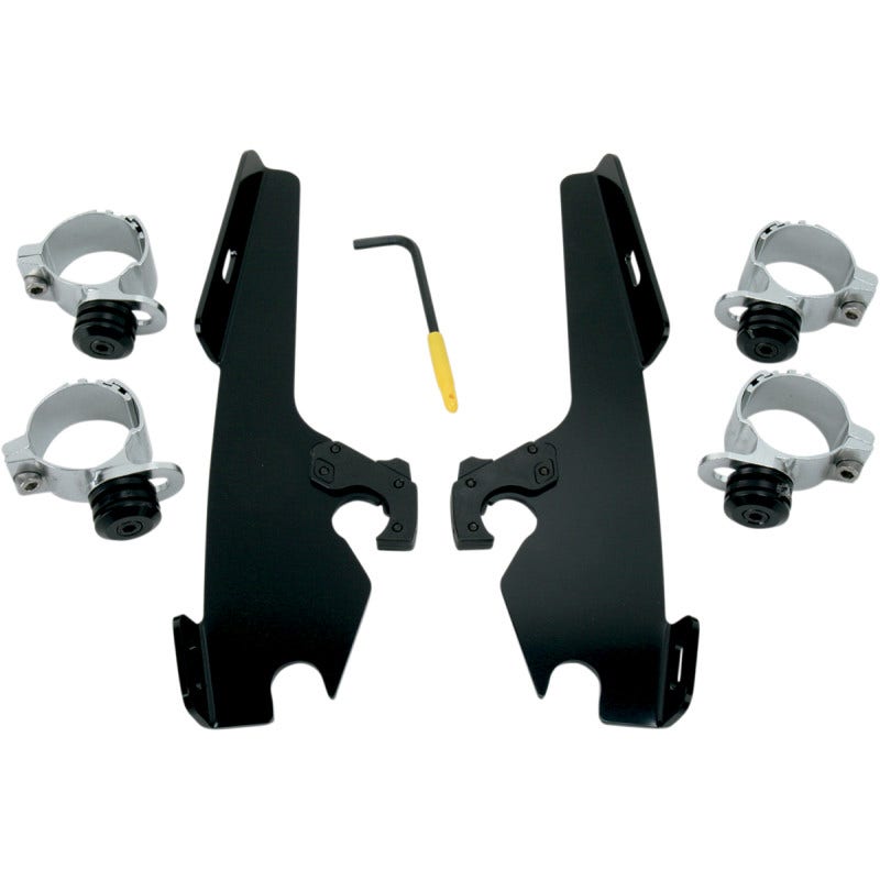 Memphis Shades MEB8968 Black Trigger Lock Mount Batwing Fats Slims FXST FXDWG