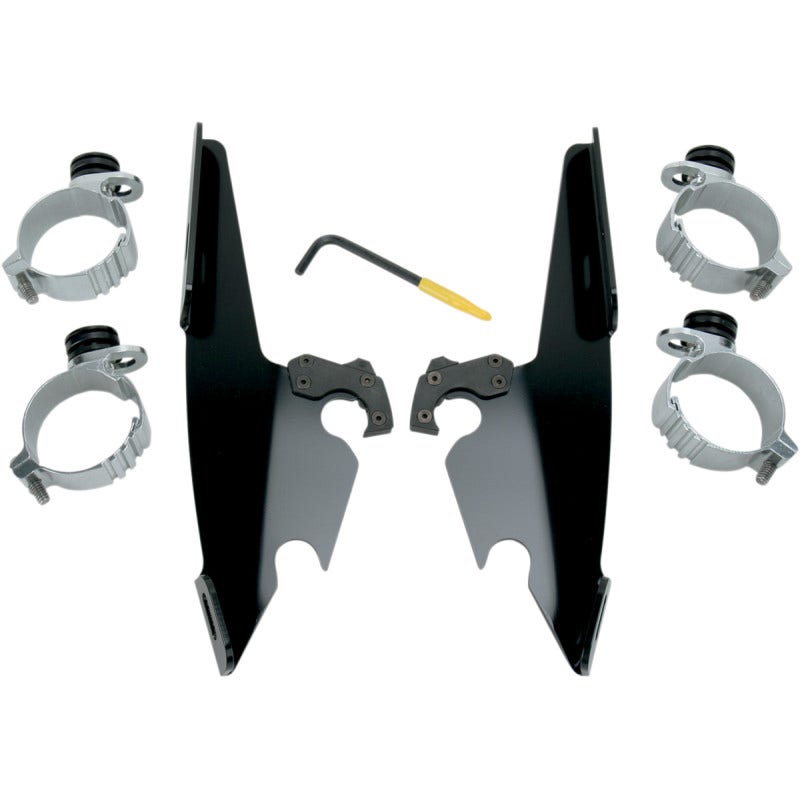 Memphis Shades MEB8976 Black Trigger Lock Mount Batwing Fats Slims FXDL FXD FXDB
