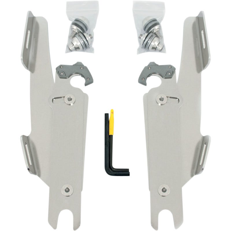 Memphis Shades Polished Trigger Lock Mount Batwing Fats Slims Harley FLST