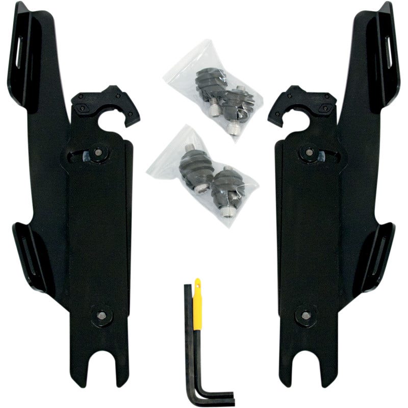Memphis Shades MEK1952 Black Trigger Lock Mount Batwing Fats Slims Harley FLST/C