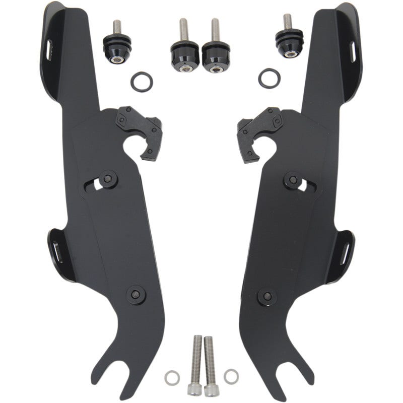 Memphis Shades MEM8988 Black Trigger Lock Mount Batwing Fats Slims Harley FLST
